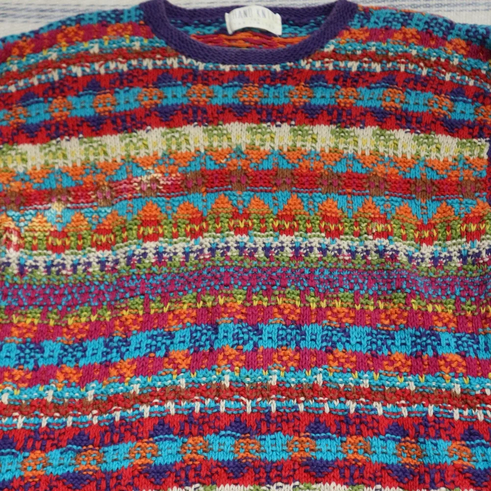 Vtg THE LIMITED Hand Knit Unique Colorful Sweater Sz PS - Picture 3 of 8